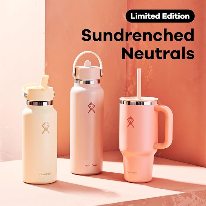 Wide Mouth vacuum insulated stainless steel water bottle with leakproof closeable straw lid for cold water drinks, sports, travel, car and school