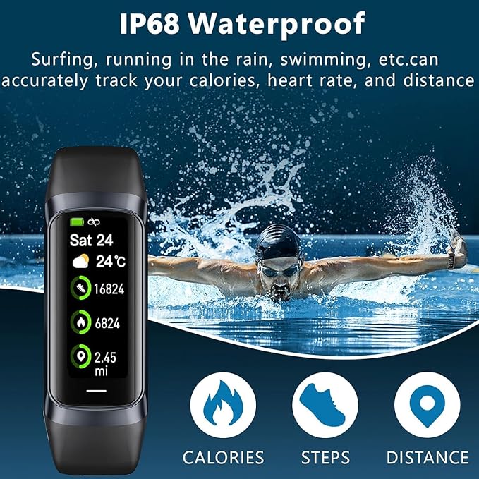 Fitness Tracker with 24/7 Heart Rate Blood Oxygen Sleep Monitor,Activity Tracker with 1.1" AMOLED Touch Color Screen, Multiple Sport Modes Step Counter,IP68 Waterproof for Women Men