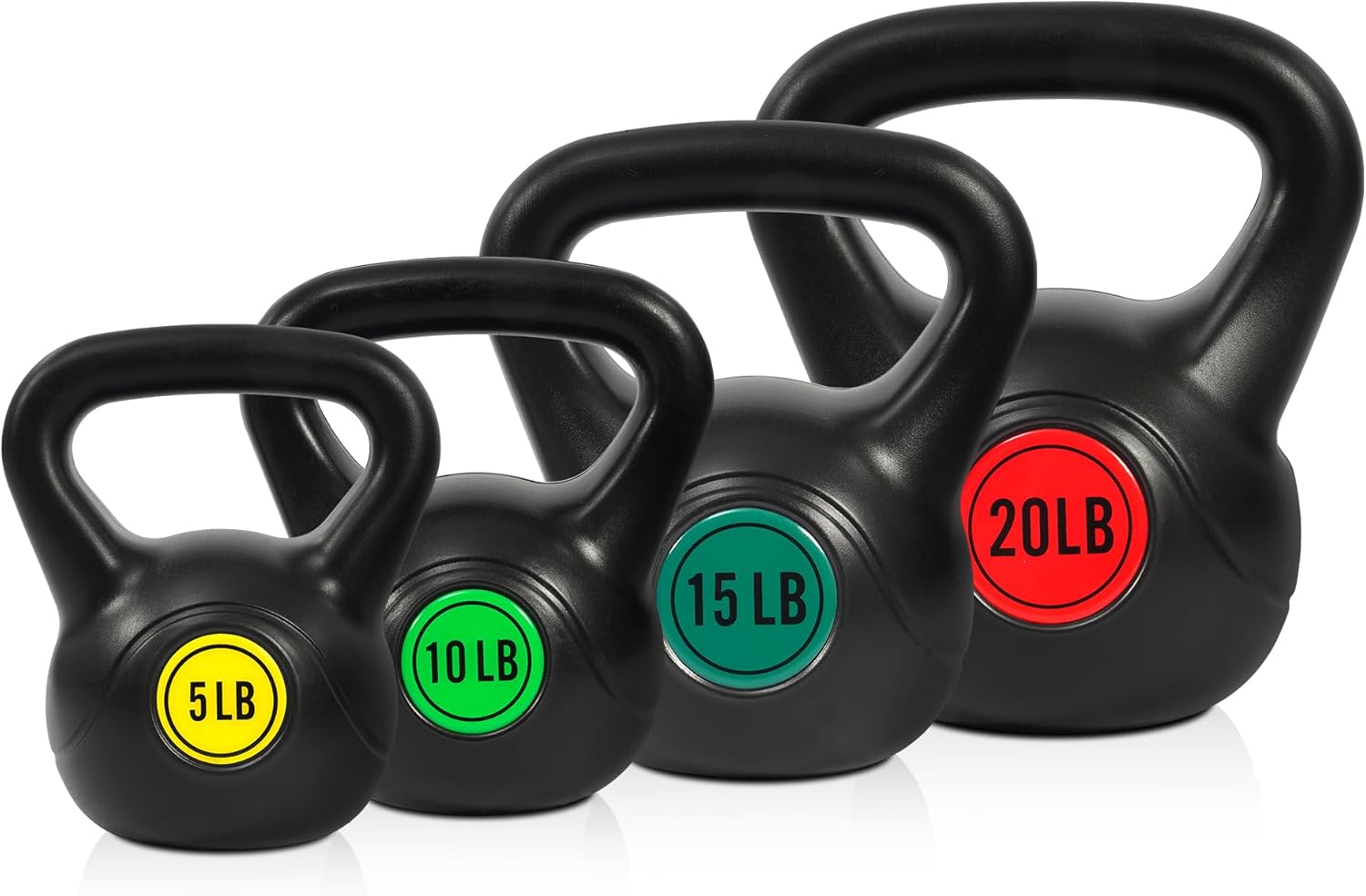 Wide Grip 3-Piece or 4-Piece Kettlebell Exercise Fitness Weight Set