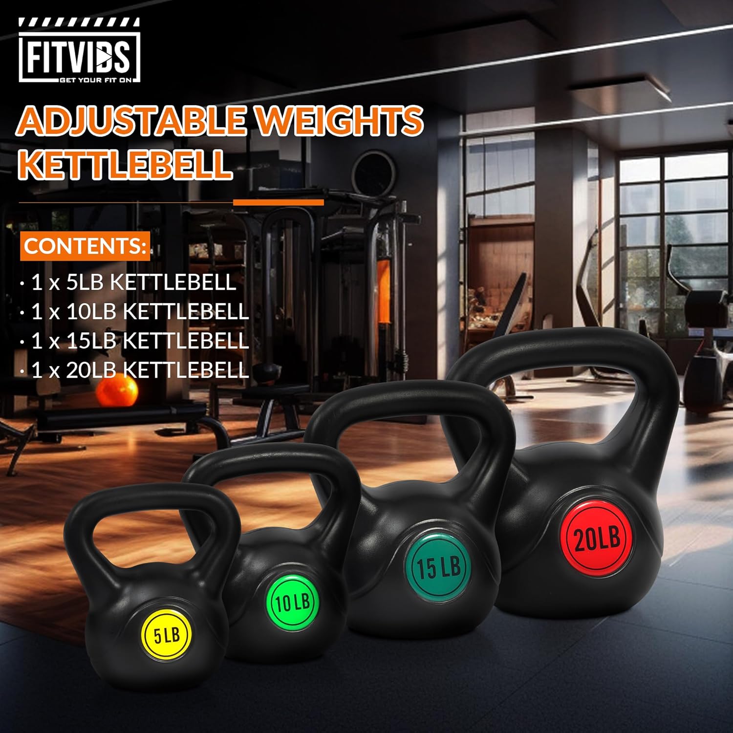 Wide Grip 3-Piece or 4-Piece Kettlebell Exercise Fitness Weight Set