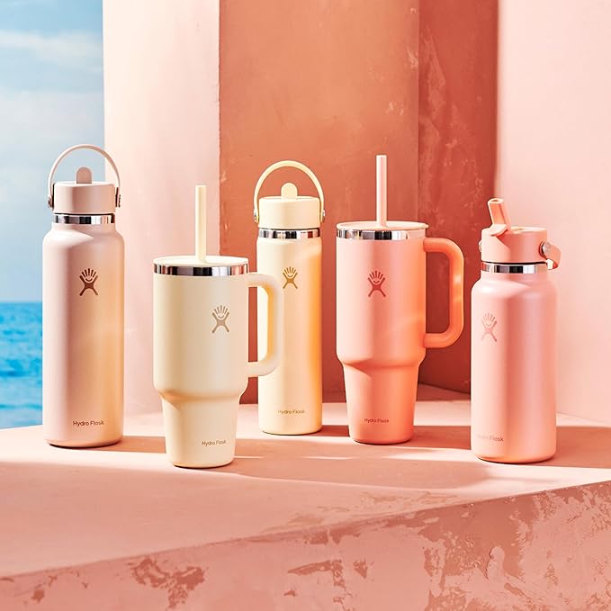 Wide Mouth vacuum insulated stainless steel water bottle with leakproof closeable straw lid for cold water drinks, sports, travel, car and school