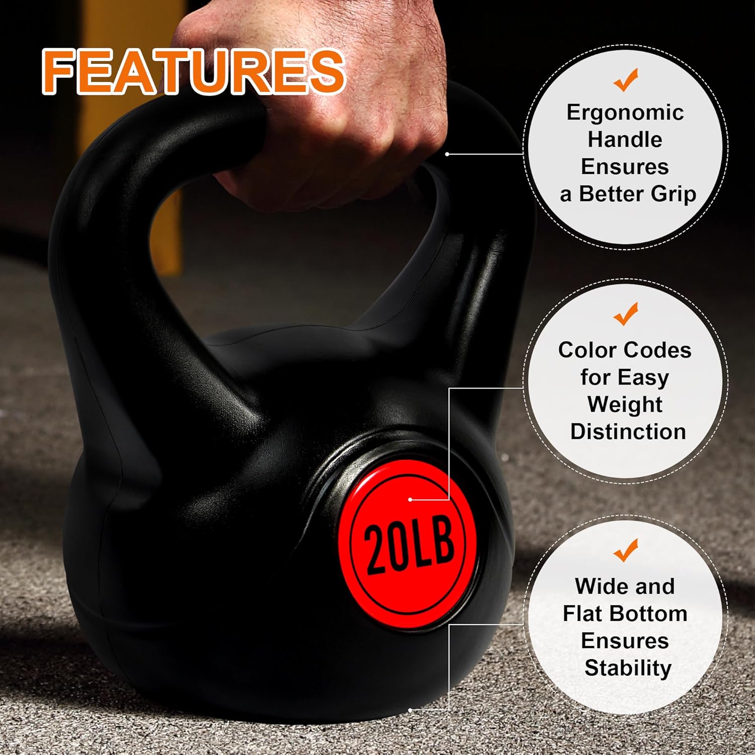 Wide Grip 3-Piece or 4-Piece Kettlebell Exercise Fitness Weight Set